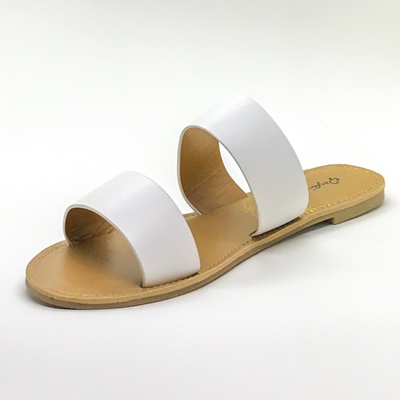 LAST PAIR🚨 White Two Band Slides - Picture 5 of 5